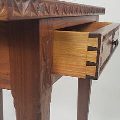 Exotic Fruitwood Carved Decorated Modern One Drawer Night Stand