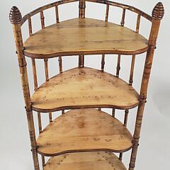Antique English Bamboo Barrel Back Four-Tier Etagere Bookshelf, 19th century