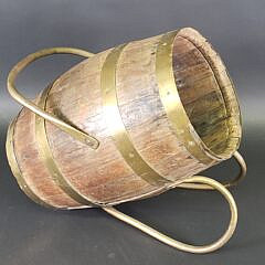 Antique English Oak Brass Bound Barrel, 19th century