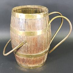 Antique English Oak Brass Bound Barrel, 19th century