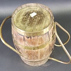 Antique English Oak Brass Bound Barrel, 19th century