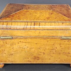 Antique Tiger Maple Pagoda Form Lift Top Document Box, 19th century