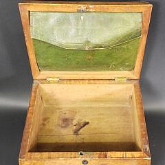 Antique Tiger Maple Pagoda Form Lift Top Document Box, 19th century