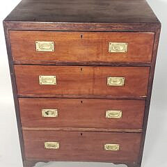 Rare Antique British Mahogany Mariners Campaign Tall Chest, 19th century