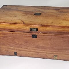 Antique Chinese Export Brass Bound Camphorwood Trunk, 19th century