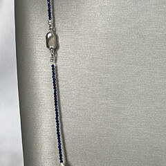 Lapis Lazuli and White Fresh Water Baroque Pearl Opera Length Necklace
