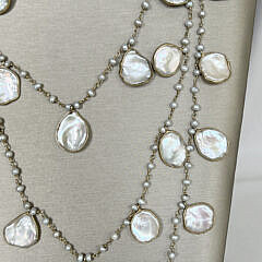 Baroque Coin and Seed Pearl Sterling Silver Vermeil Bib Necklace