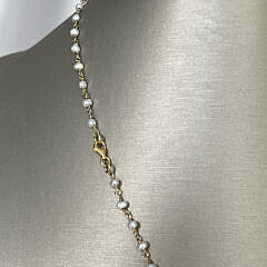 Baroque Coin and Seed Pearl Sterling Silver Vermeil Bib Necklace