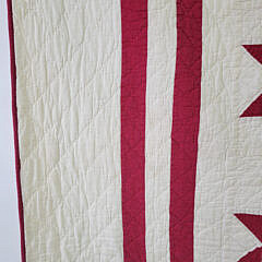 Vintage Red and White Banded Star in a Box Quilt