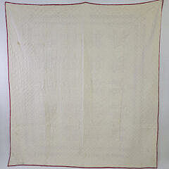 Vintage Red and White Banded Star in a Box Quilt