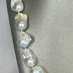 20mm x 30mm White Fresh Water Baroque Pearl Necklace