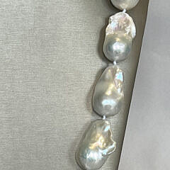 20mm x 30mm White Fresh Water Baroque Pearl Necklace