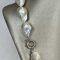 20mm x 30mm White Fresh Water Baroque Pearl Necklace