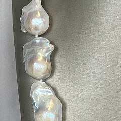 17mm x 30mm White Fresh Water Baroque Pearl Necklace