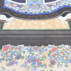 Pair of Antique Chinese Export Hand Painted Watercolor Portraits of Emperor and Empress