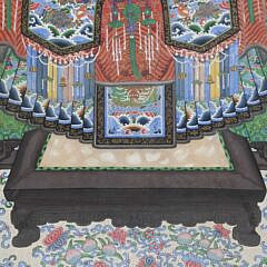 Pair of Antique Chinese Export Hand Painted Watercolor Portraits of Emperor and Empress