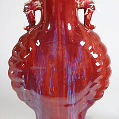 Pair of Chinese Oxblood Flambe Glazed San de Boeuf Vases Mounted as Lamps, 19th Century
