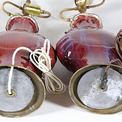 Pair of Chinese Oxblood Flambe Glazed San de Boeuf Vases Mounted as Lamps, 19th Century