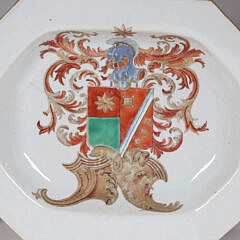 Pair of Large Chinese Export Dutch Armorial Deep Platters, 18th Century