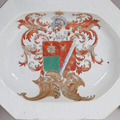 Pair of Large Chinese Export Dutch Armorial Deep Platters, 18th Century
