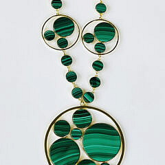 Malachite and Vermeil Sterling Silver Contemporary Necklace