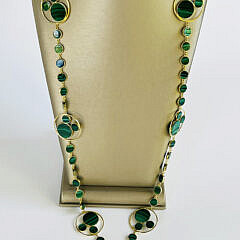 Malachite and Vermeil Sterling Silver Contemporary Necklace