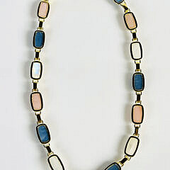 Moonstone, Pink and Blue Quartz, Sterling Silver Vermeil Necklace