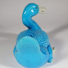 Antique Chinese Porcelain Blue Glazed Swimming Duck