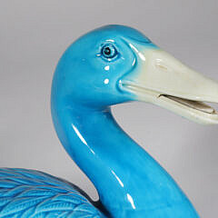 Antique Chinese Porcelain Blue Glazed Swimming Duck