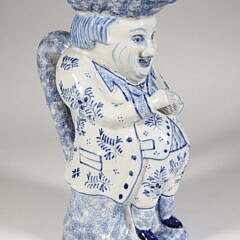 Antique Delft Blue and White Spongeware Toby Pitcher