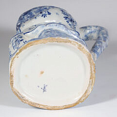 Antique Delft Blue and White Spongeware Toby Pitcher