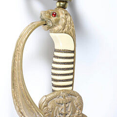 Pair of World War II Naval Bronze Sabre Handles Mounted as Candlesticks