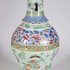 Chinese Famille Celedon Porcelain Vase Mounted as a Lamp, 19th Century
