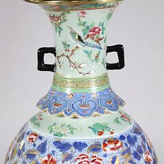 Chinese Famille Celedon Porcelain Vase Mounted as a Lamp, 19th Century