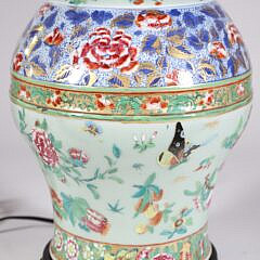 Chinese Famille Celedon Porcelain Vase Mounted as a Lamp, 19th Century