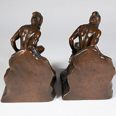 Pair of American Indian Bookends Stamped J.B. 1524