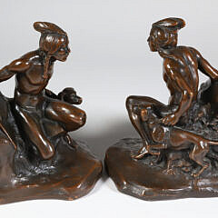 Pair of American Indian Bookends Stamped J.B. 1524