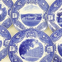 Set of Six Wedgwood Blue and White United States Military Academy Plates