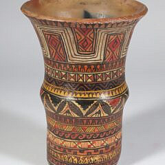 Kero Peruvian Clay Ceremonial Cup, 18th Century
