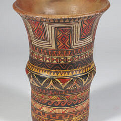 Kero Peruvian Clay Ceremonial Cup, 18th Century