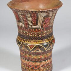 Kero Peruvian Clay Ceremonial Cup, 18th Century