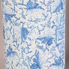 Pair of Antique Portuguese Blue and White Ceramic Flower Containers Mounted as Lamps