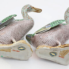 Pair of Chinese Export Finely Painted Ducks, early 20th Century