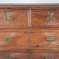 Anglo Indian Carved Teakwood Chest of Drawers, 19th Century