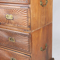 Anglo Indian Carved Teakwood Chest of Drawers, 19th Century