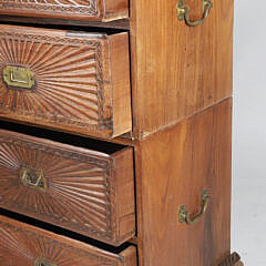 Anglo Indian Carved Teakwood Chest of Drawers, 19th Century