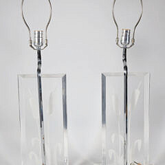 Pair of Mid Century Modern “Cat Tail” Acrylic Lamps