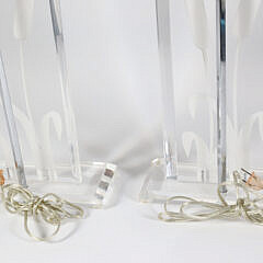 Pair of Mid Century Modern “Cat Tail” Acrylic Lamps