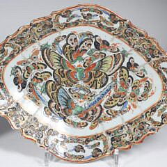 Pair of Chinese Export “Thousand Butterfly” Diamond Shape Serving Platters, 19th Century