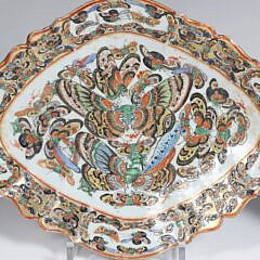 Pair of Chinese Export “Thousand Butterfly” Diamond Shape Serving Platters, 19th Century